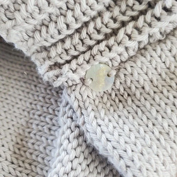 Pure Handknit High Low Pleated Chunky Cardigan Size S Cotton Beige boho gorpcore - Picture 8 of 13